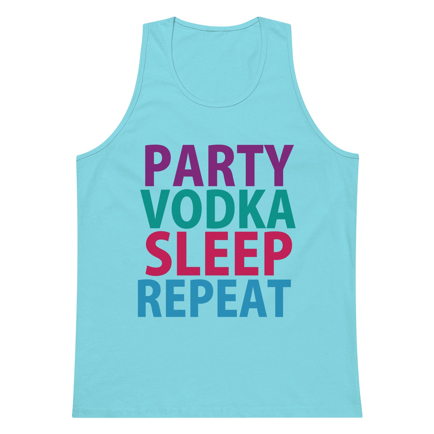 Party Vodka Sleep Repeat Tank Top - Pacific Blue