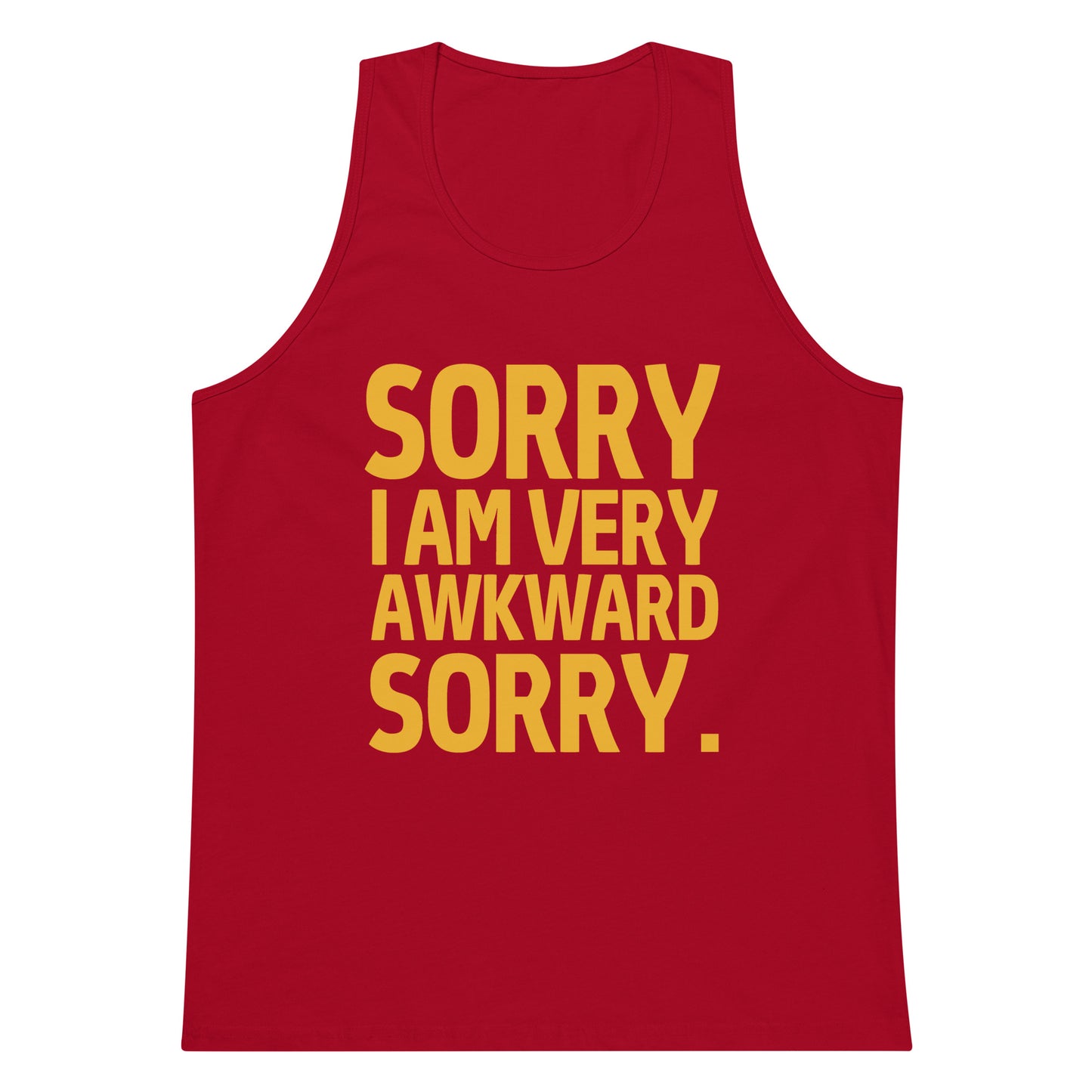 Sorry I Am Very Awkward Sorry meme Tank Top - Red