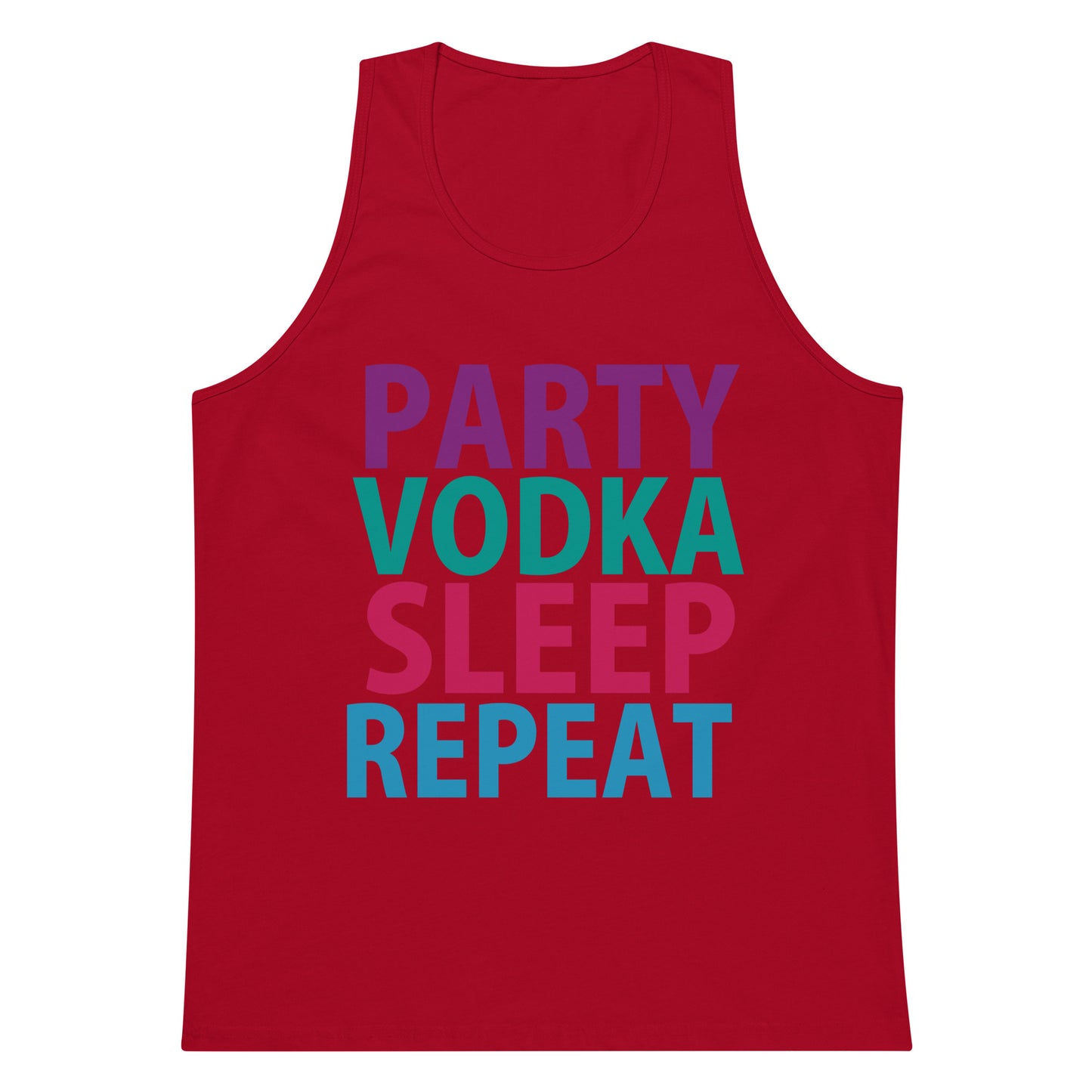 Party Vodka Sleep Repeat Tank Top - Red
