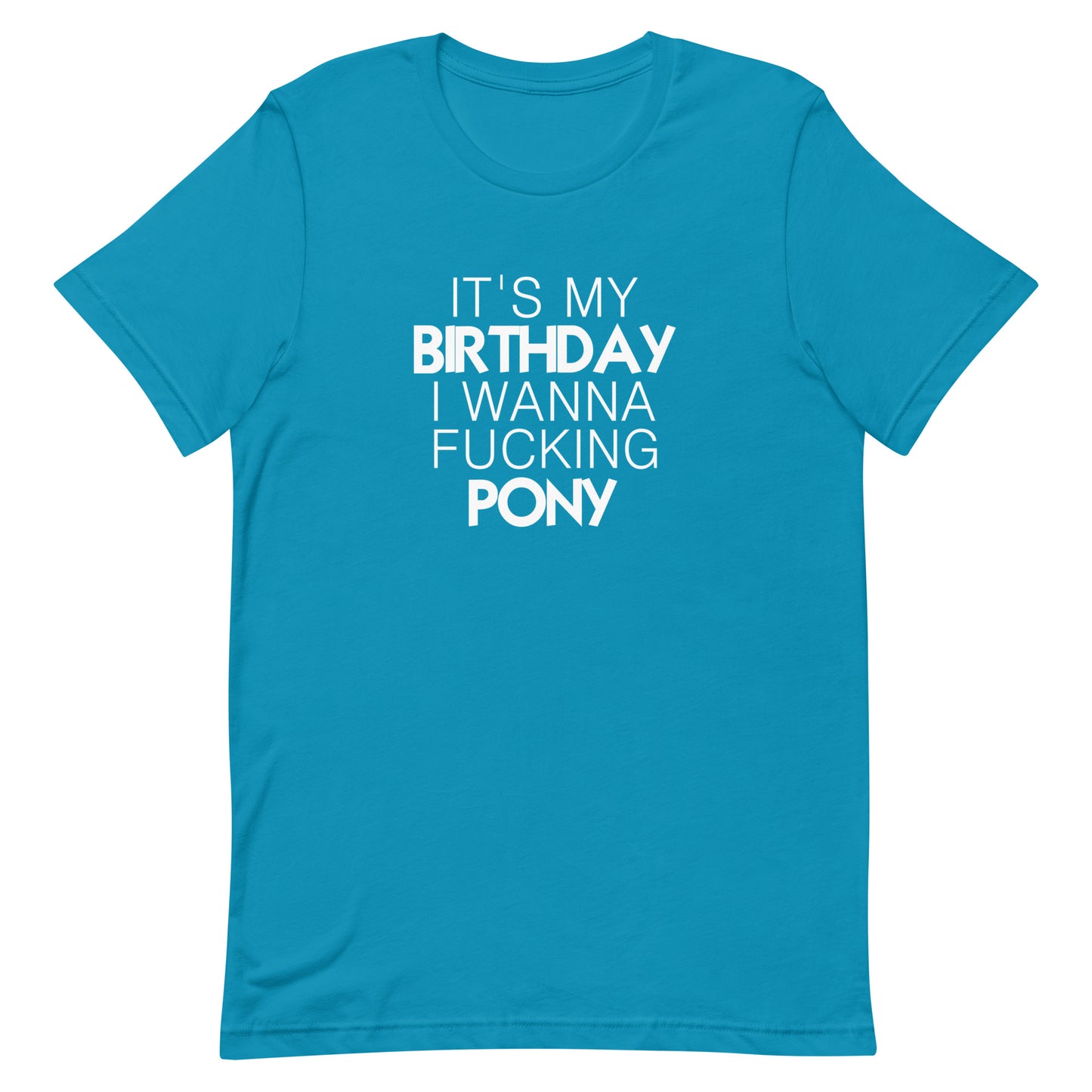 It's My Birthday I Wanna Fucking Pony T-Shirt - Aqua