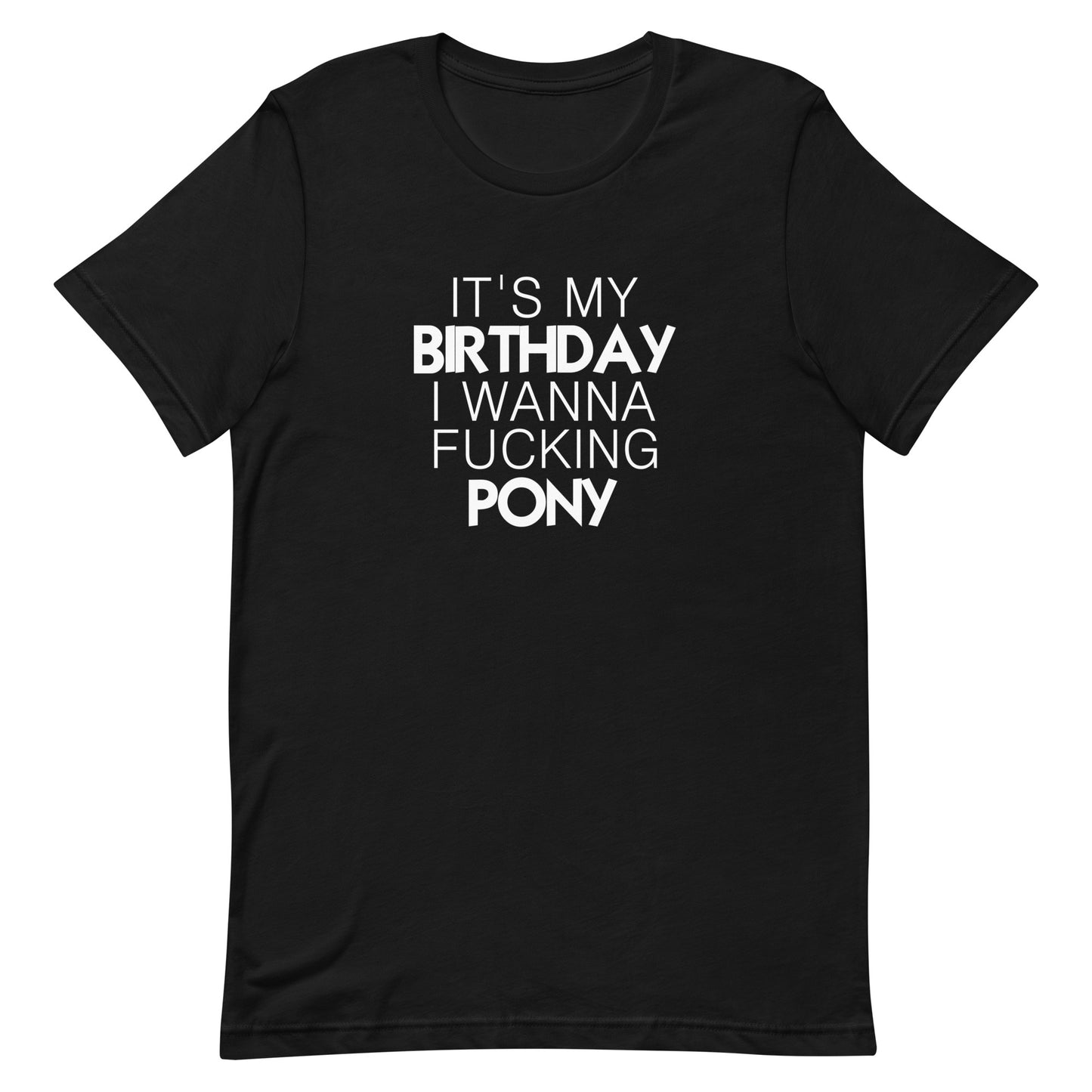 It's My Birthday I Wanna Fucking Pony T-Shirt - Black