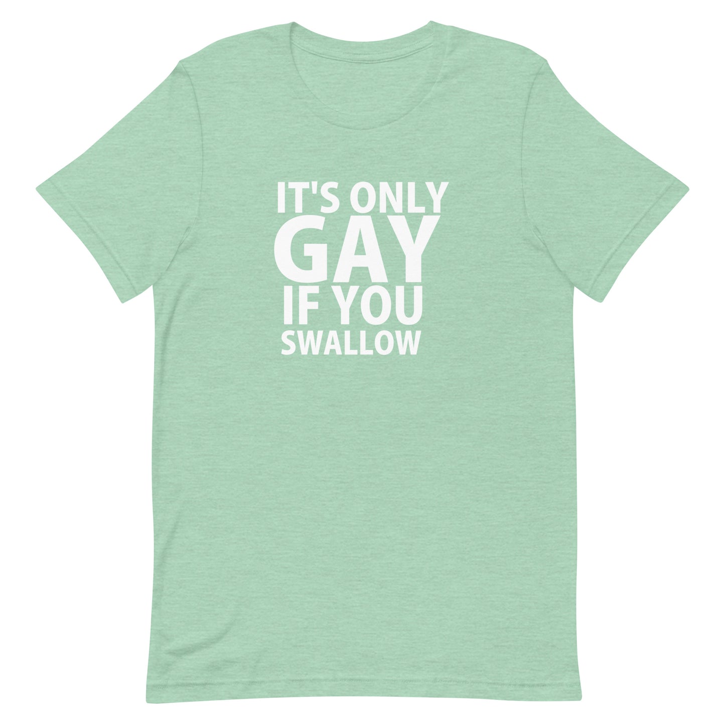 It's Only Gay If You Swallow T-Shirt - Heather Prism Mint