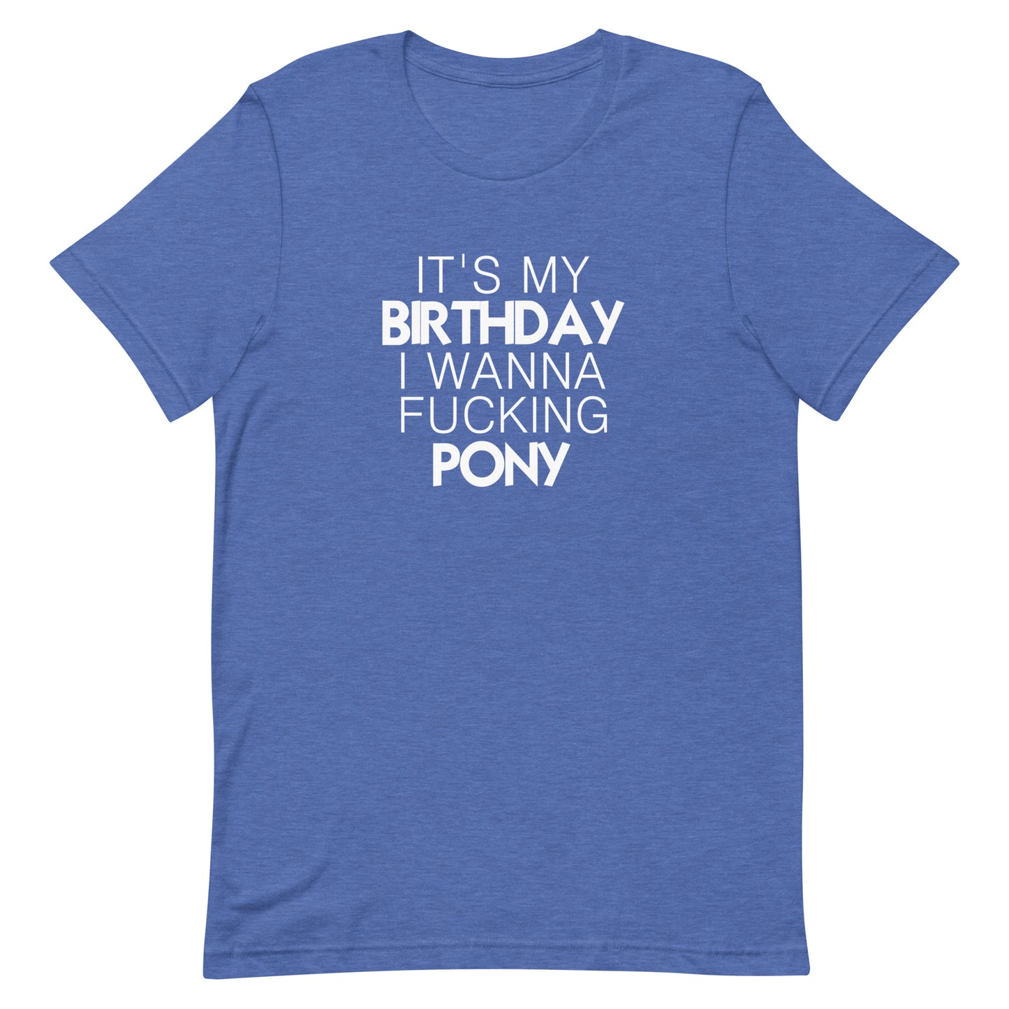 It's My Birthday I Wanna Fucking Pony T-Shirt - Heather True Royal