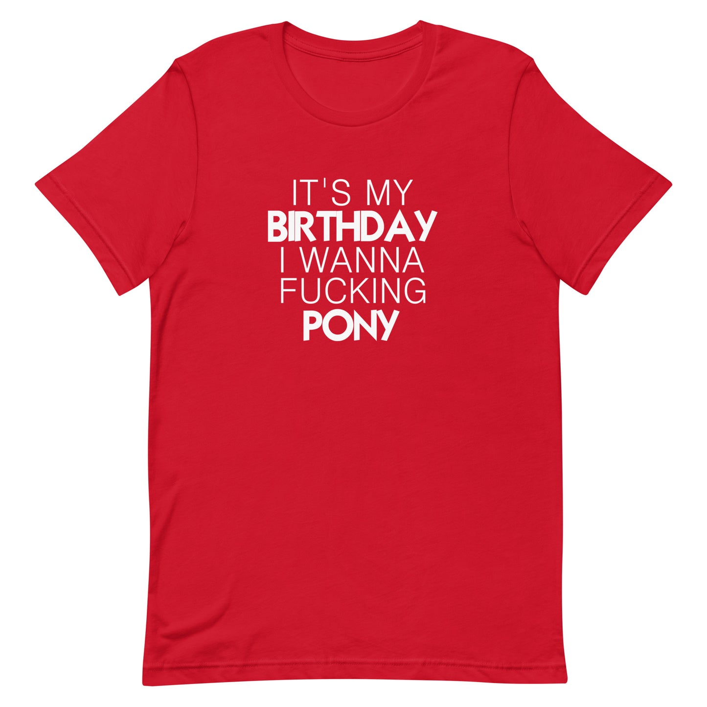 It's My Birthday I Wanna Fucking Pony T-Shirt - Red