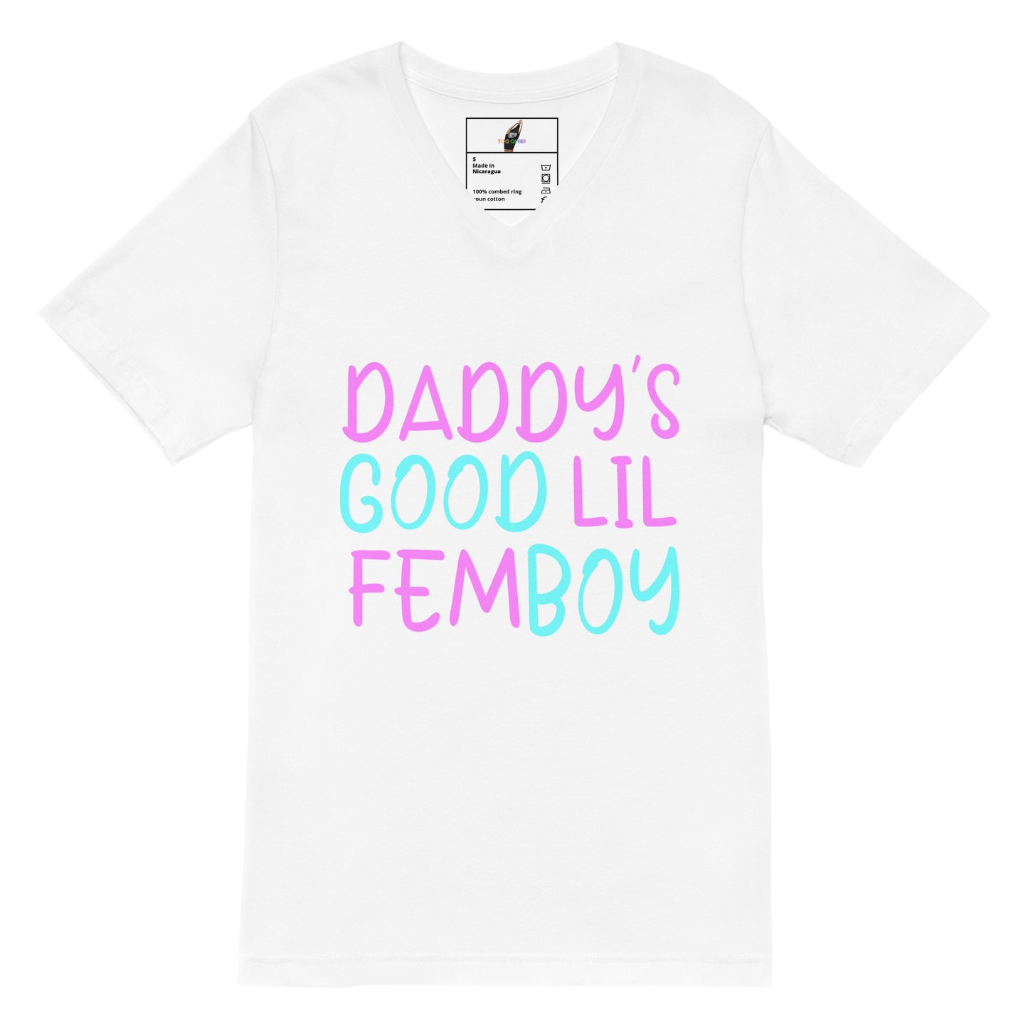 Daddy's Good Lil Femboy V-Neck T-Shirt - White