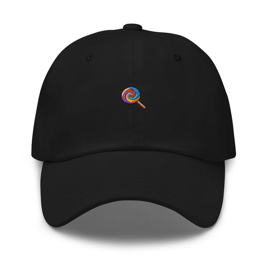 Lollipop emoji Embroidered Dad hat - Black