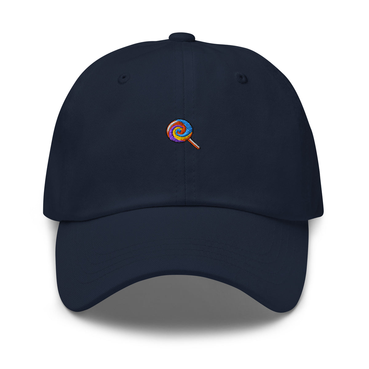 Lollipop emoji Embroidered Dad hat - Navy