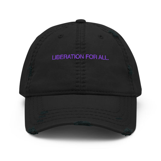 Liberation For All Distressed Dad Hat - Black