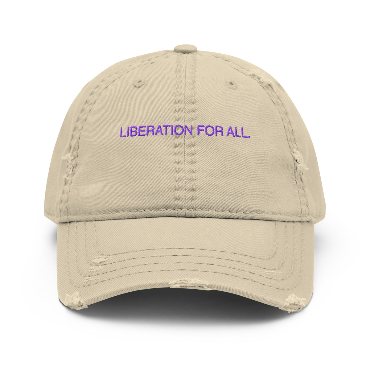 Liberation For All Distressed Dad Hat - Khaki
