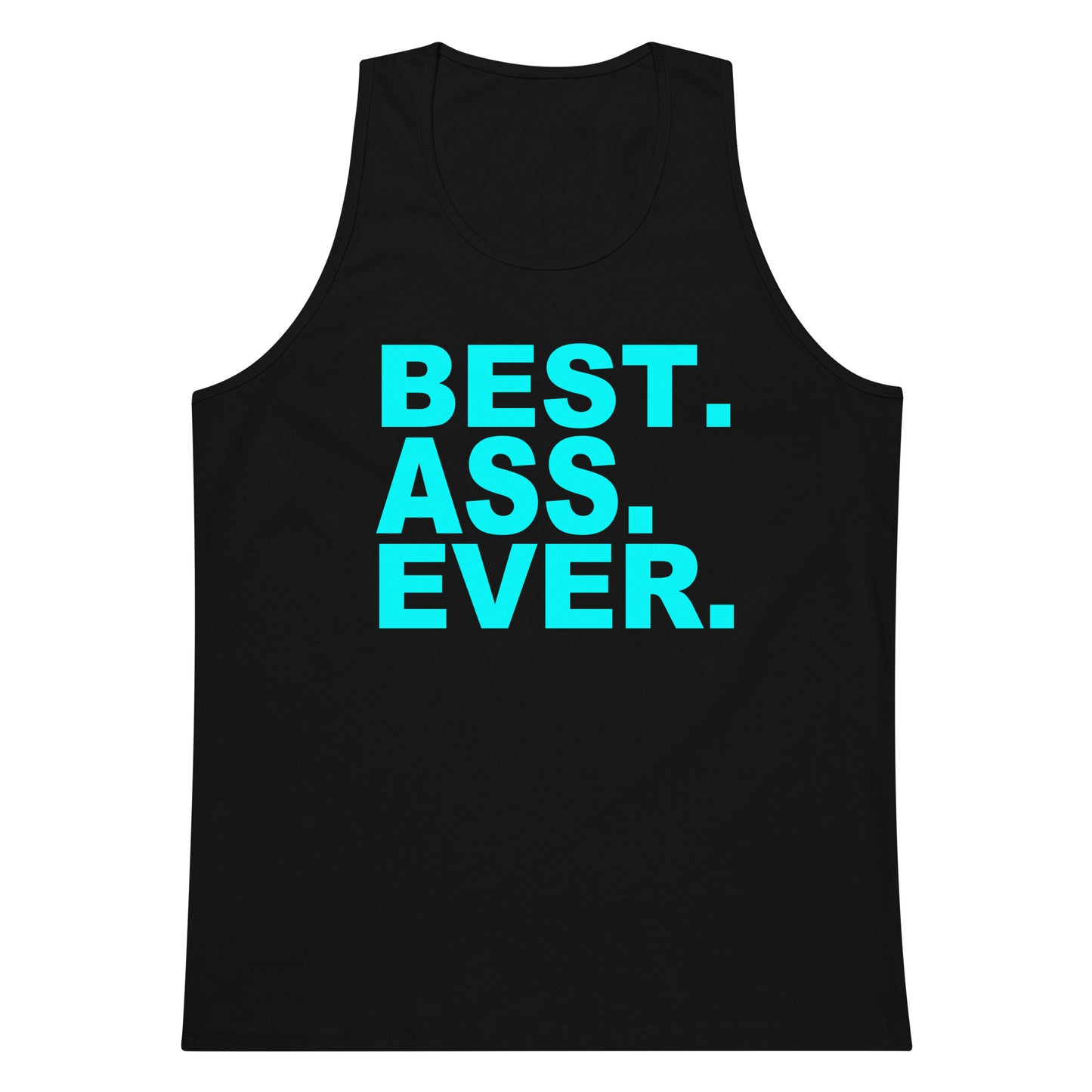 A black sleeveless tank top with the text 'BEST. ASS.