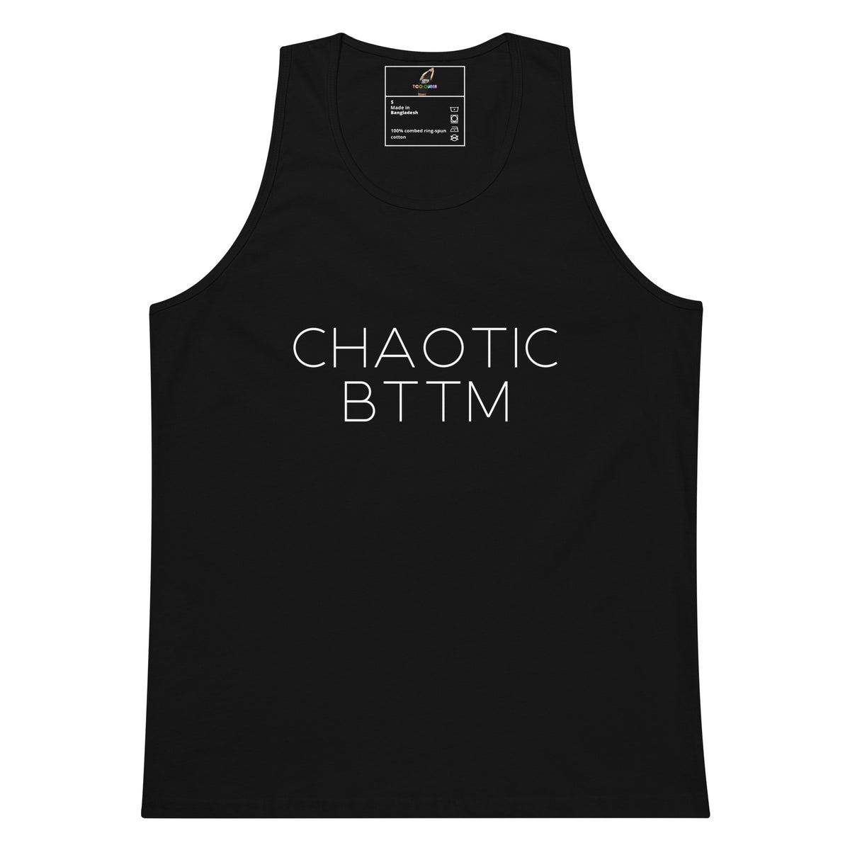 Black tank top with 'Aura & Kin' logo on a white background