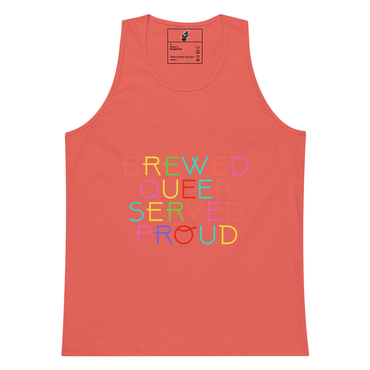 Brewed Queer Served Proud Unisex tank top - Coral