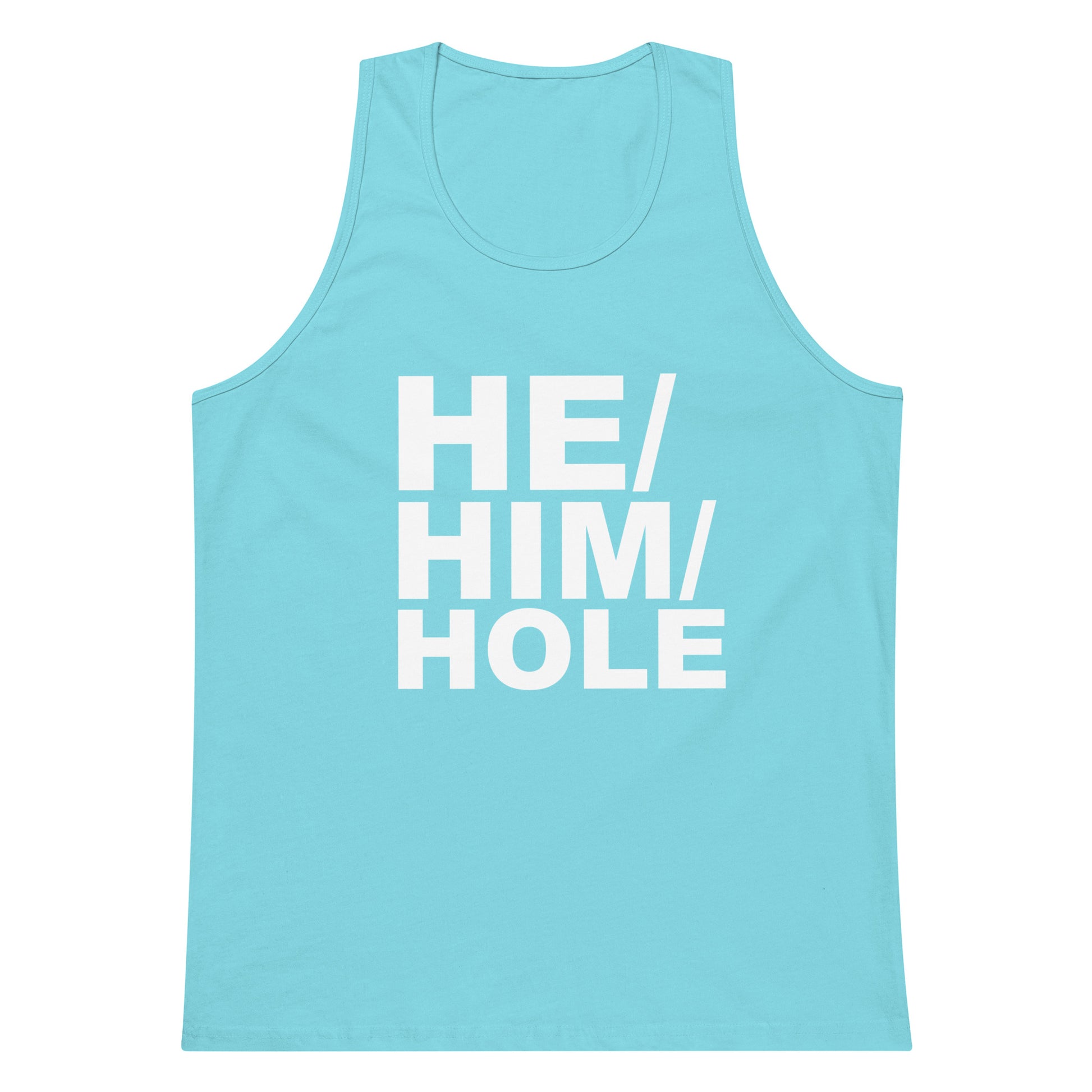 He Him Hole Tank Top - Pacific Blue