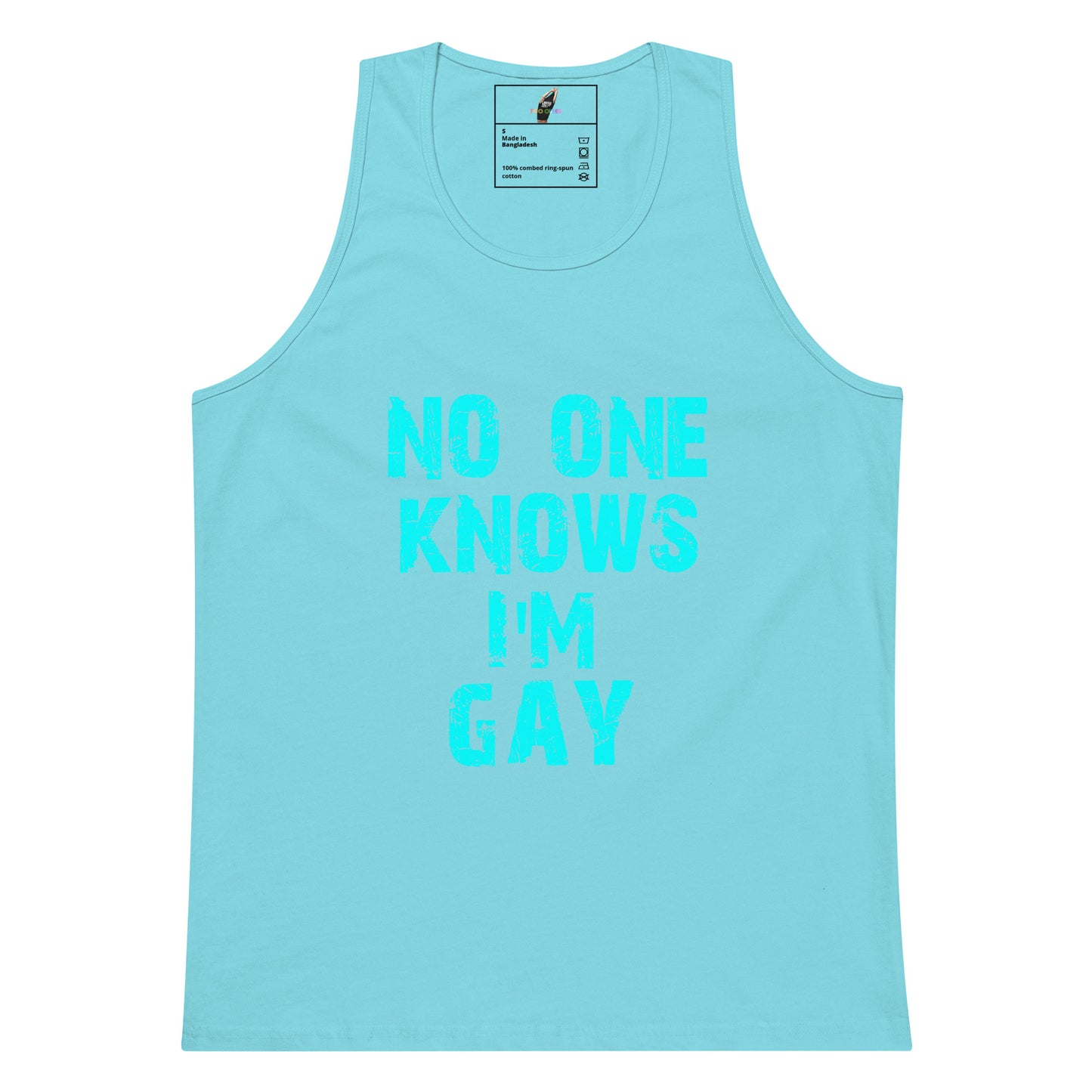 No One Know I'm Gay Tank Top - Pacific Blue