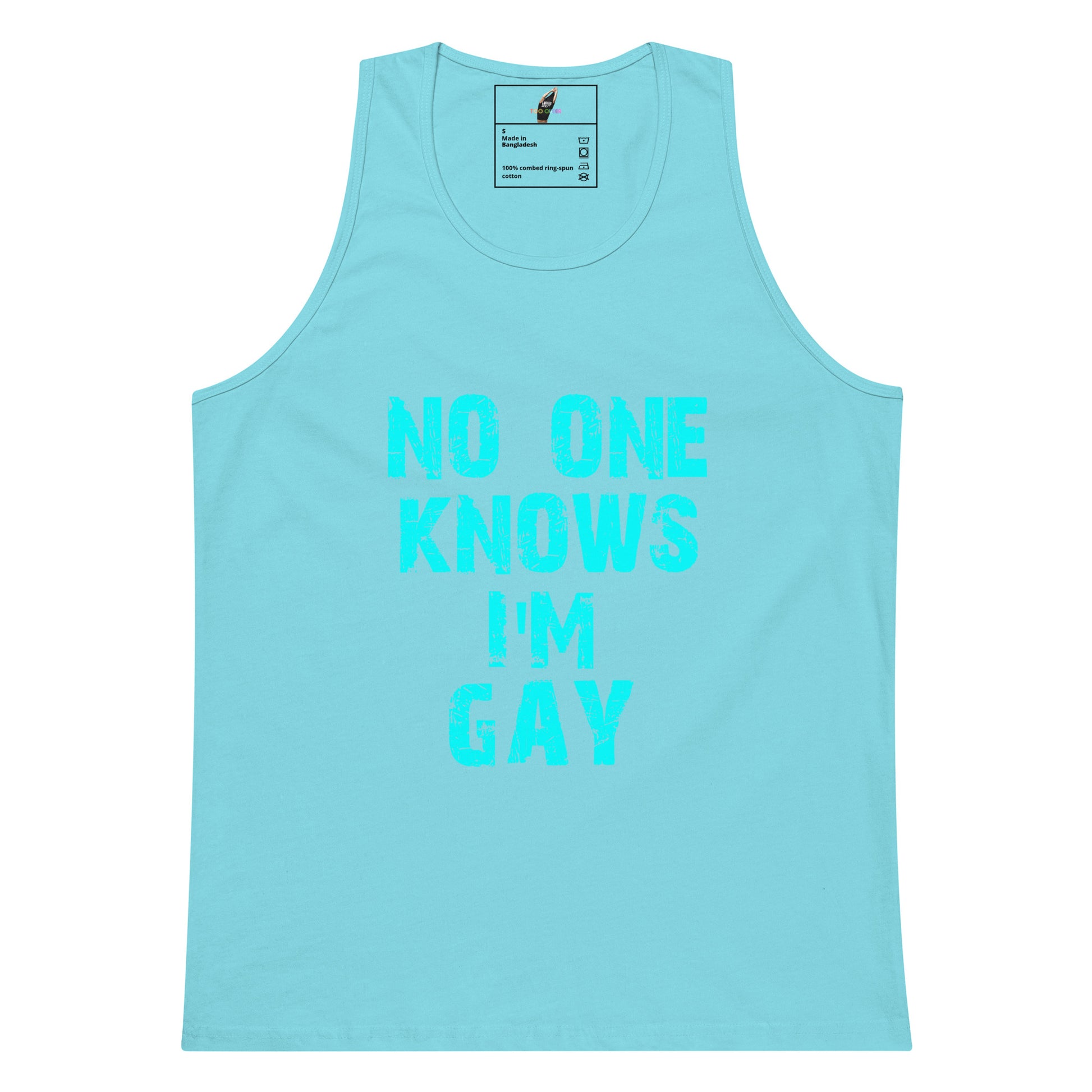 No One Know I'm Gay Tank Top - Pacific Blue