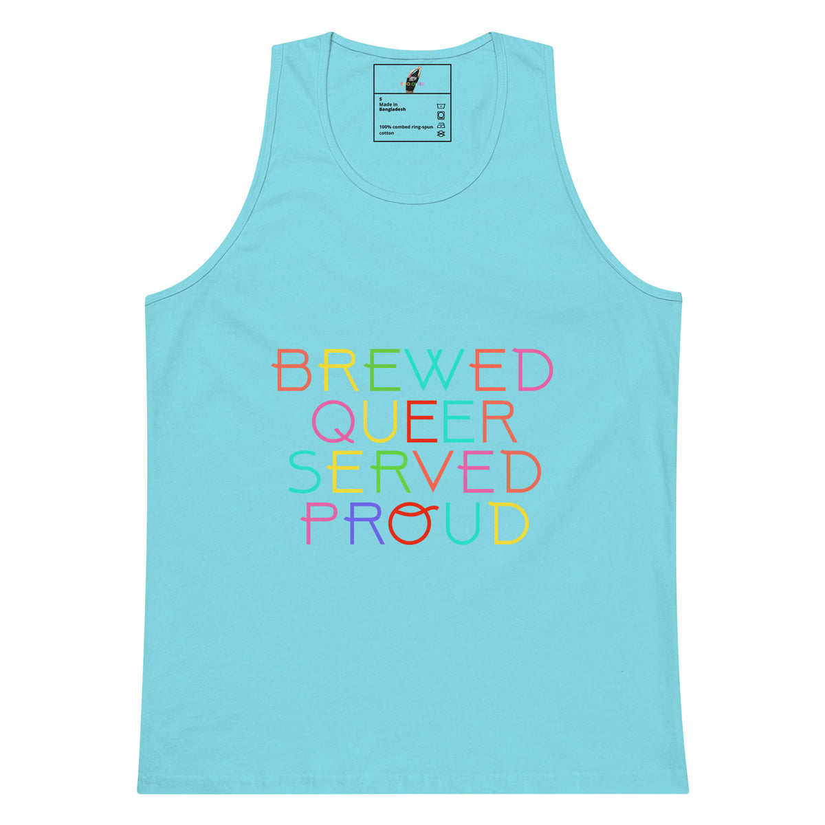 Brewed Queer Served Proud Unisex tank top - Pacific Blue