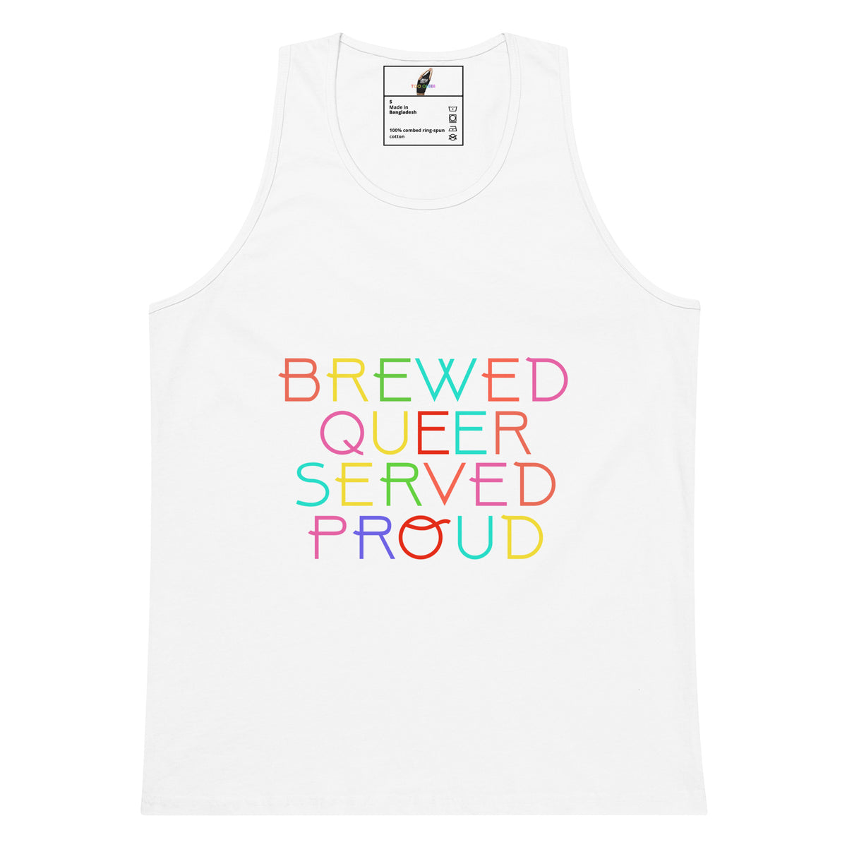Brewed Queer Served Proud Unisex tank top - White
