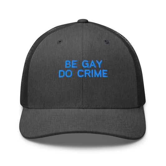 Dark gray cap with a unique design on a white background