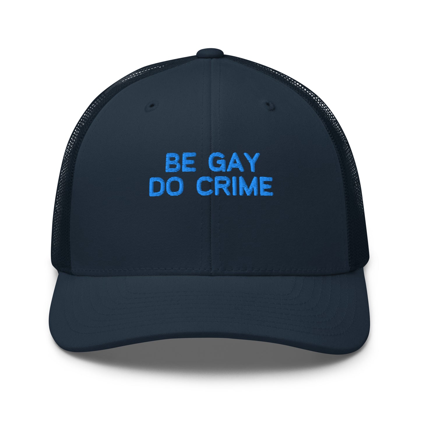 Navy blue cap with 'DEGEN' printed on it against a white background