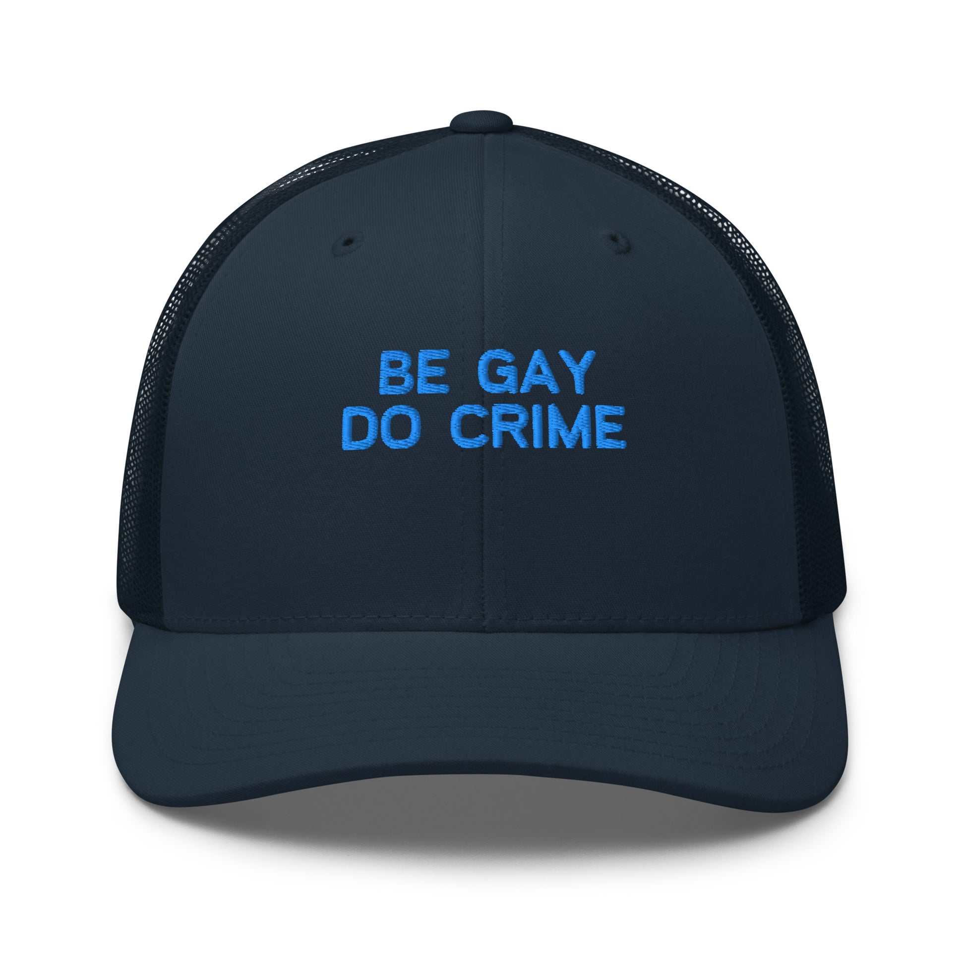 Navy blue cap with 'DEGEN' printed on it against a white background