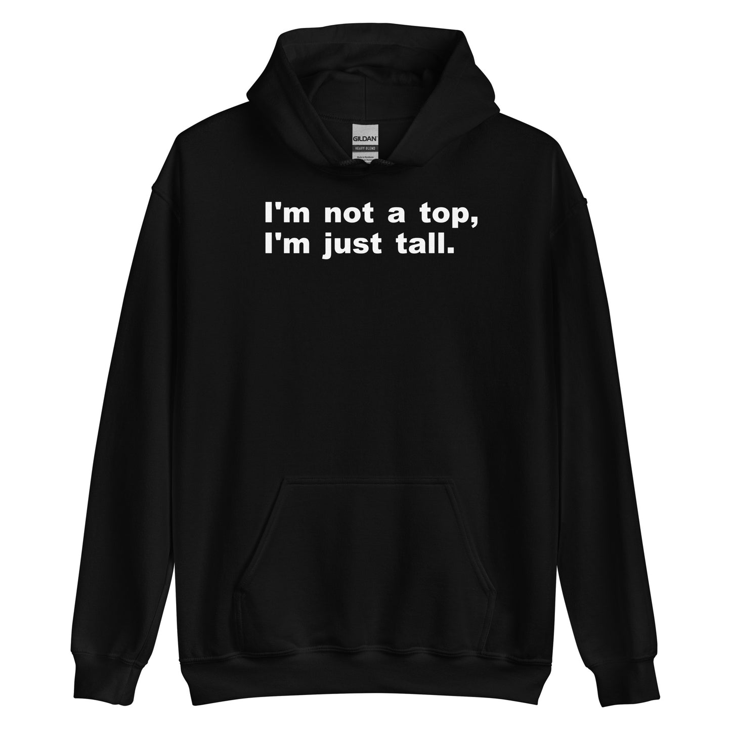 Black hoodie with a dog graphic and text on a white background
