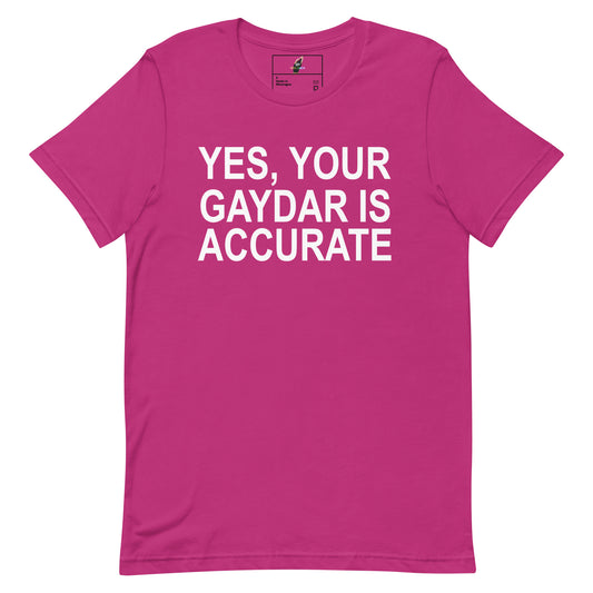  Yes, Your GAYDAR Is Accurate T Shirt - Berry