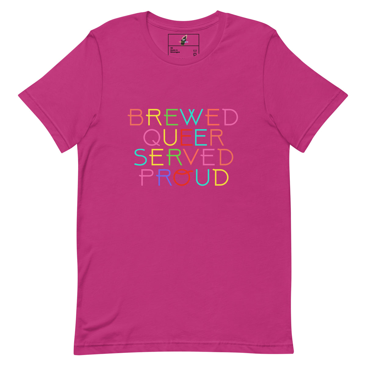 Brewed Queer Served Proud Unisex t-shirt - Berry