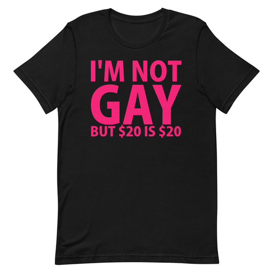 I'm Not Gay But $20 Is $20 T-Shirt - Black