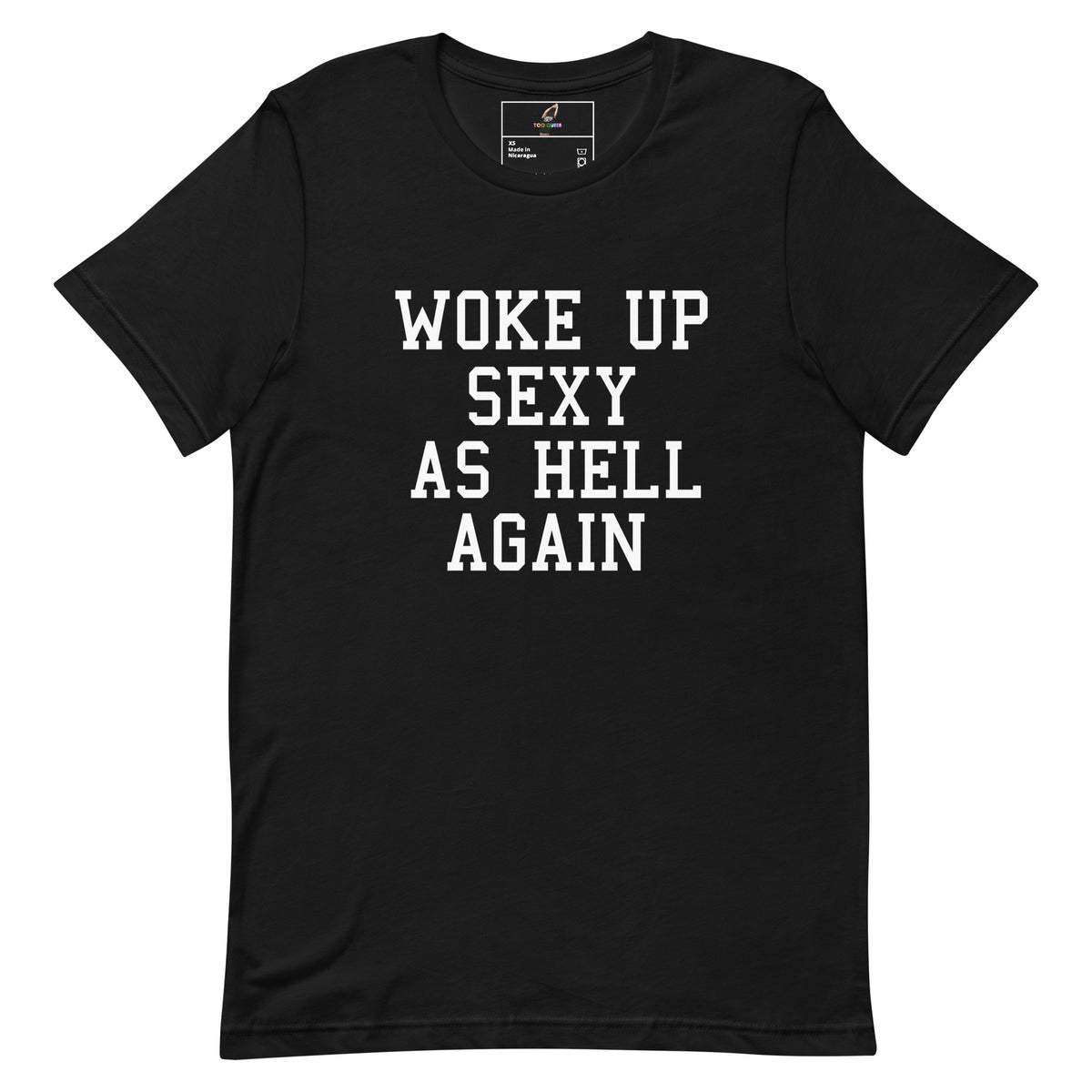 Black t-shirt with a graphic of a cat in a cowboy hat and text 'Coffee & Cattitude Y'all Can Just Wait' on a white background.