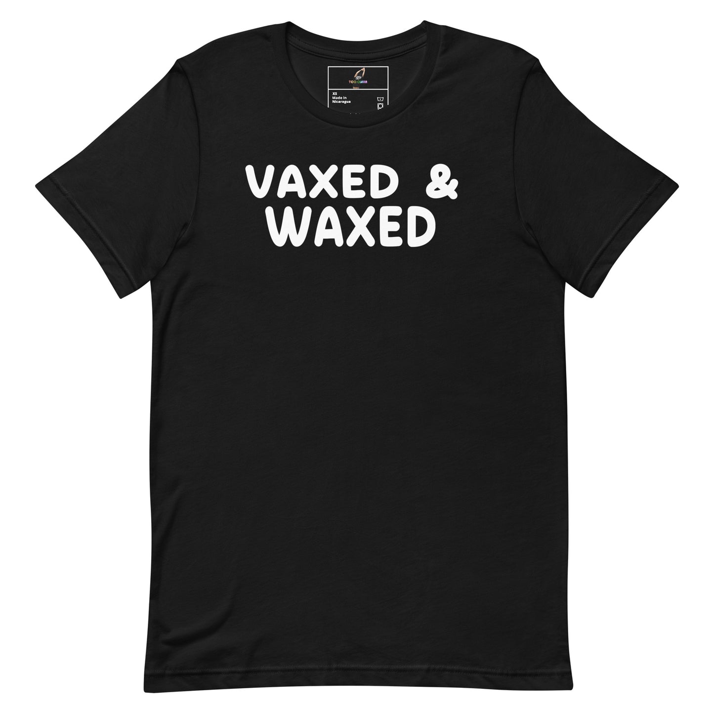 Black t-shirt with white text 'The Upstage' on a white background