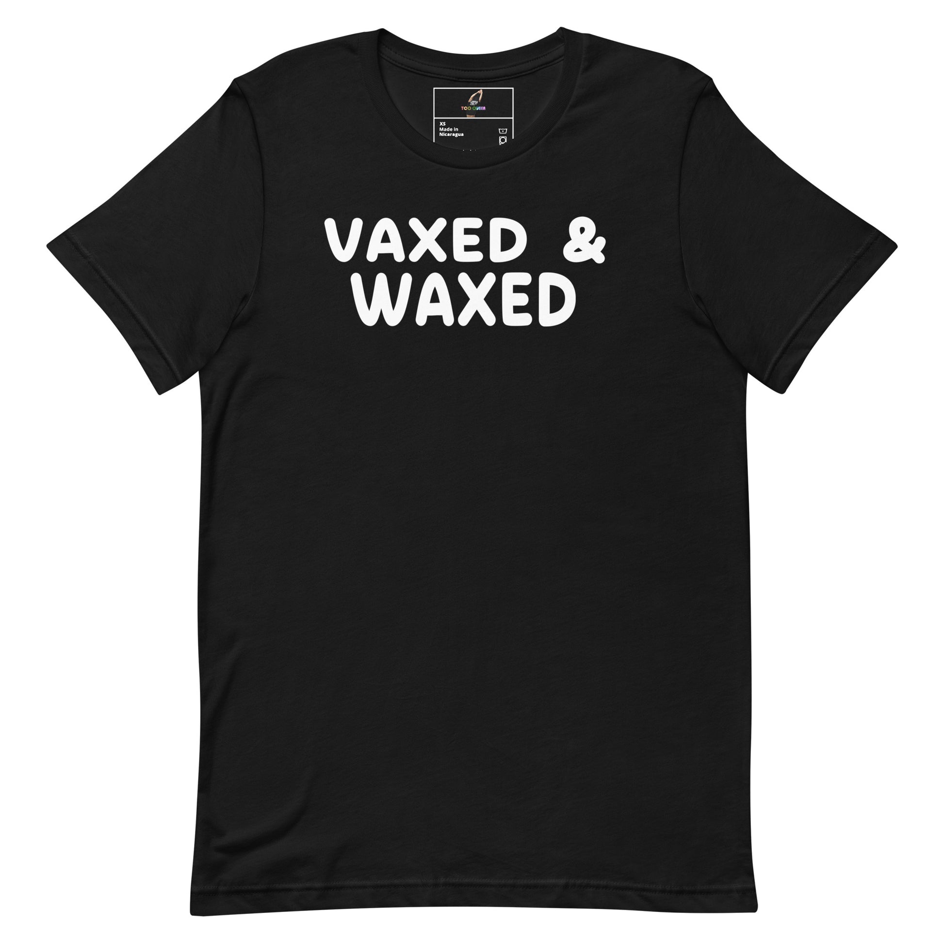 Black t-shirt with white text 'The Upstage' on a white background