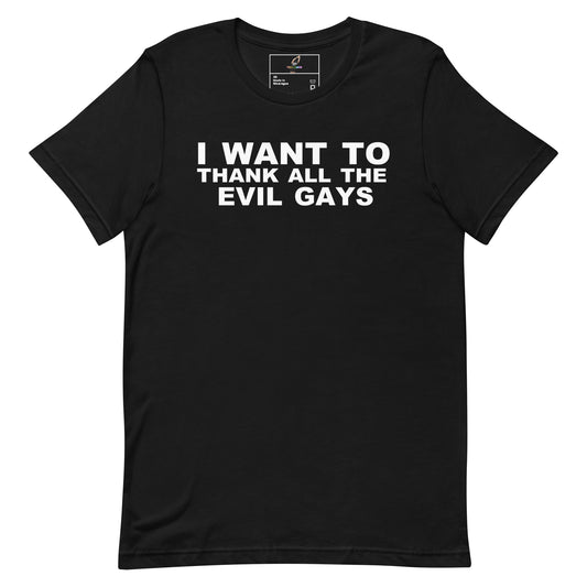 Black t-shirt with graphic design on a white background