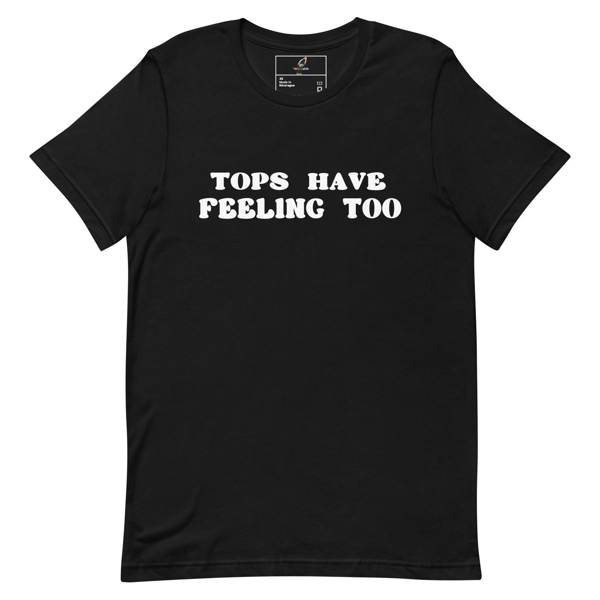 Black t-shirt with 'BE good. prett.' text on a white background