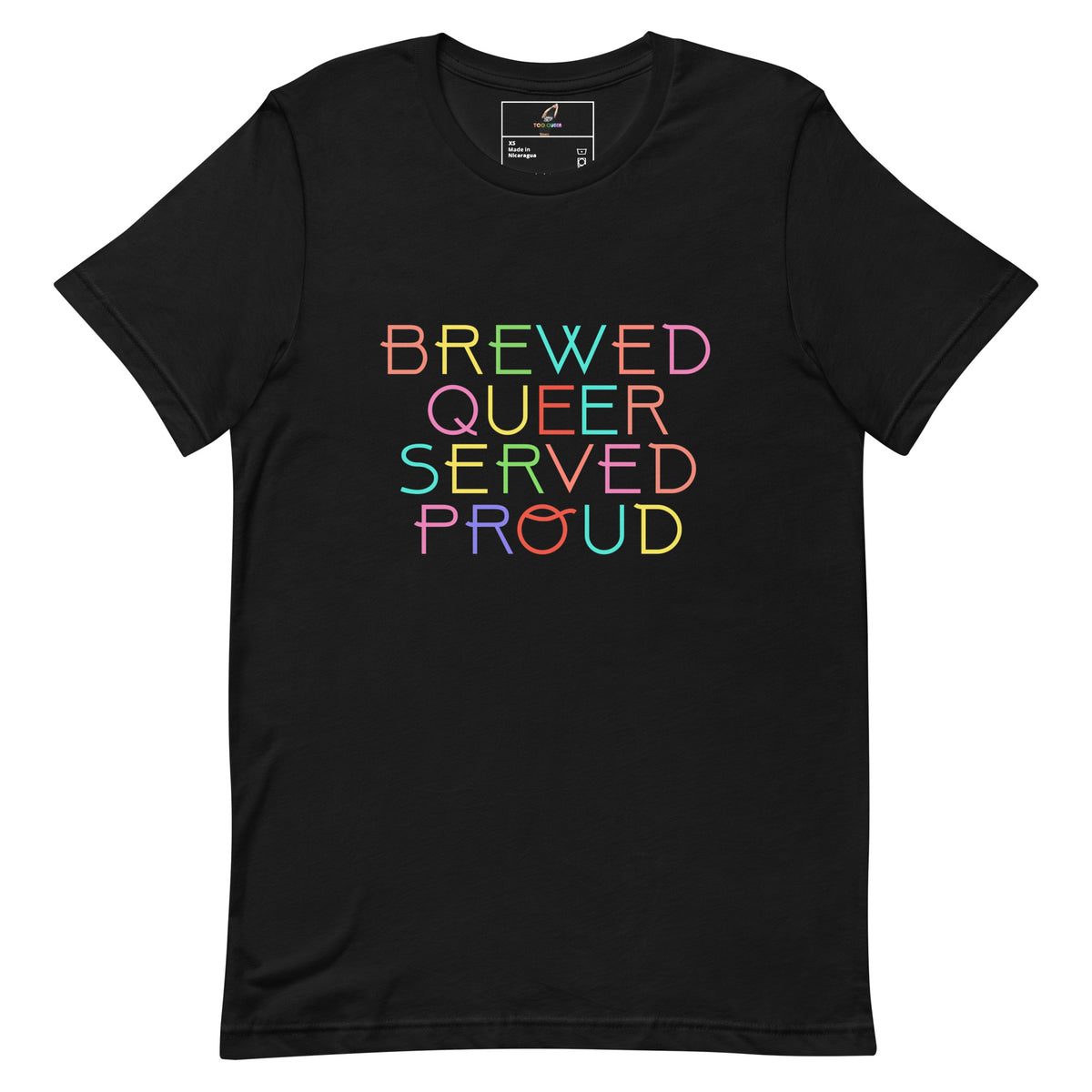 Brewed Queer Served Proud Unisex t-shirt - Black