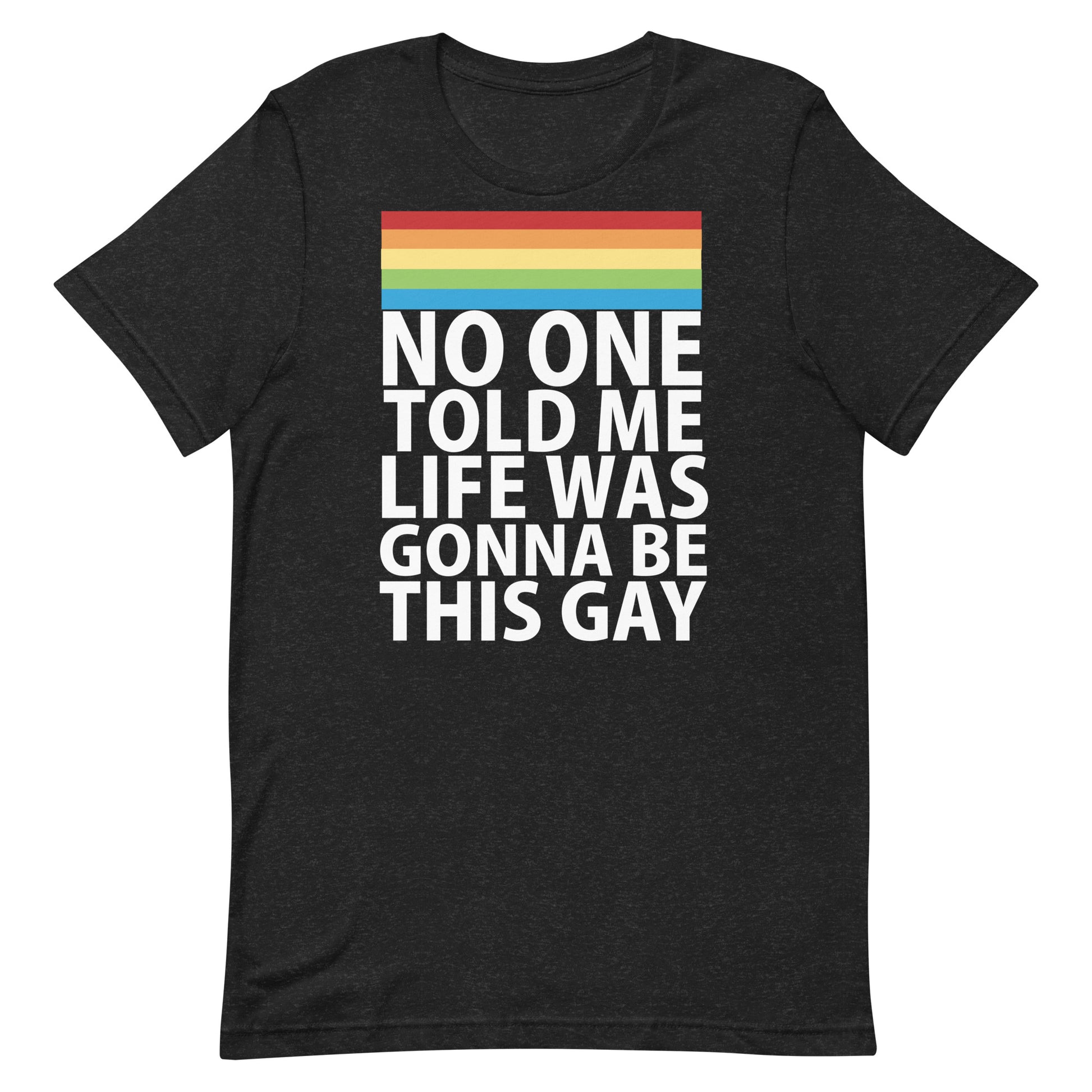 No One Told Me Life Was Gonna Be This Gay T-Shirt - Black Heather