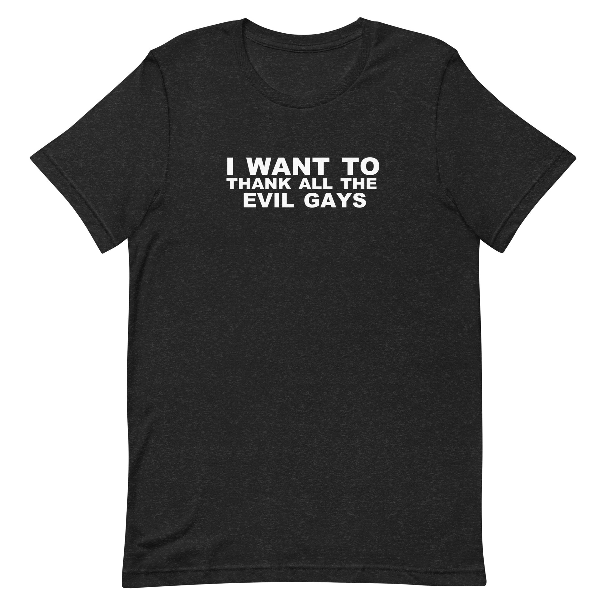 I Want To Thank All The Evil Gays T Shirt - Black Heather