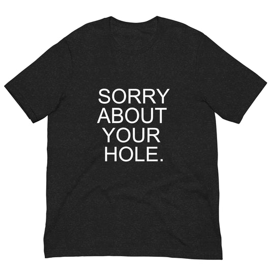 Black t-shirt with graphic design and text 'YOU'RE SO EDGY!' on a white background