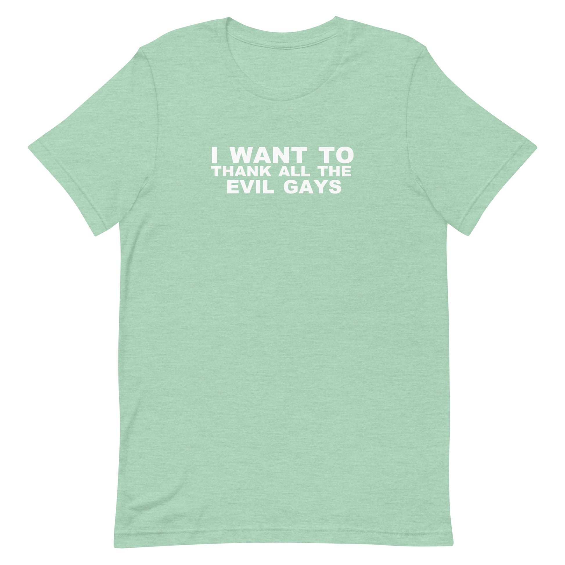 I Want To Thank All The Evil Gays T Shirt - Heather Prism Mint