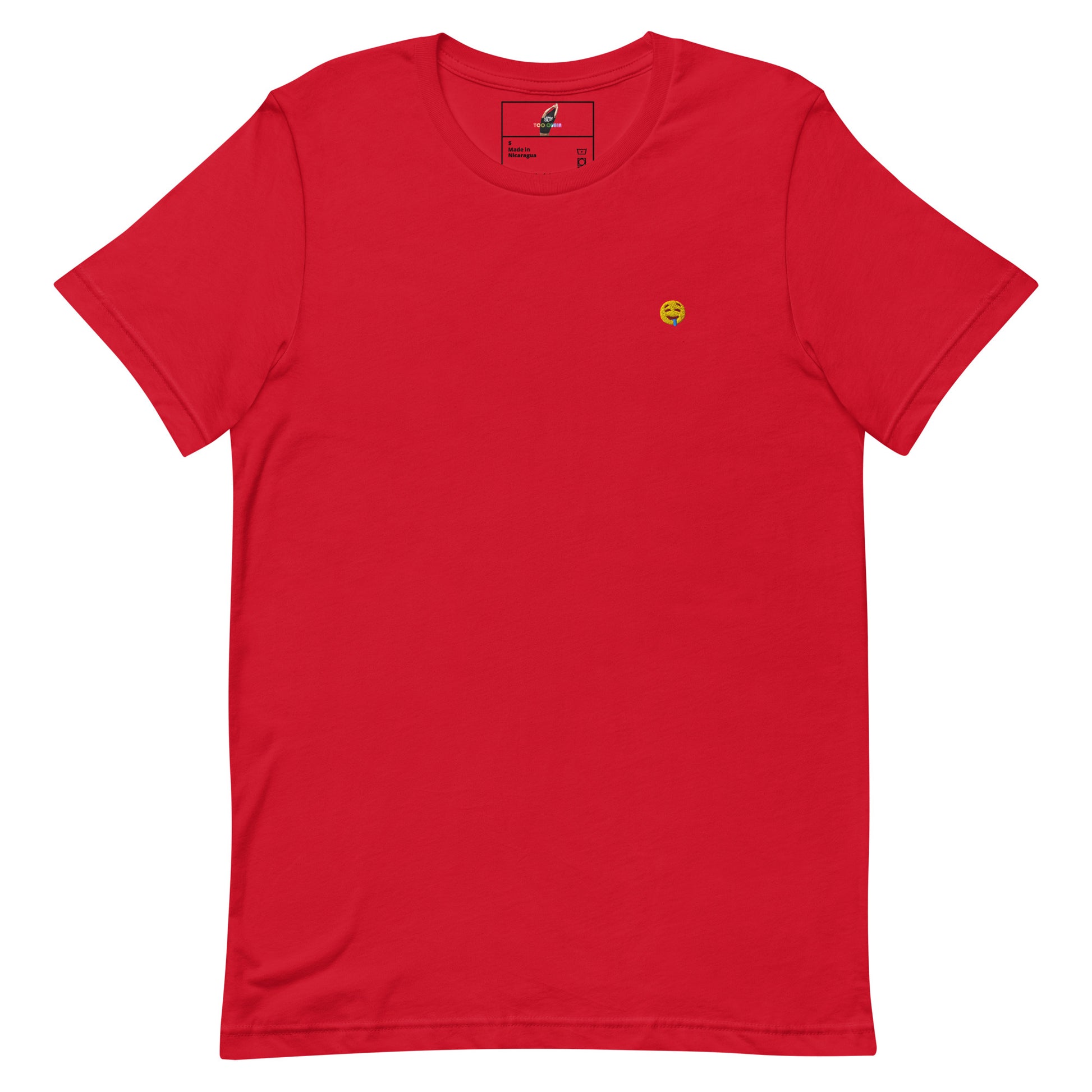 Pink t-shirt with a minimalist design on a white background