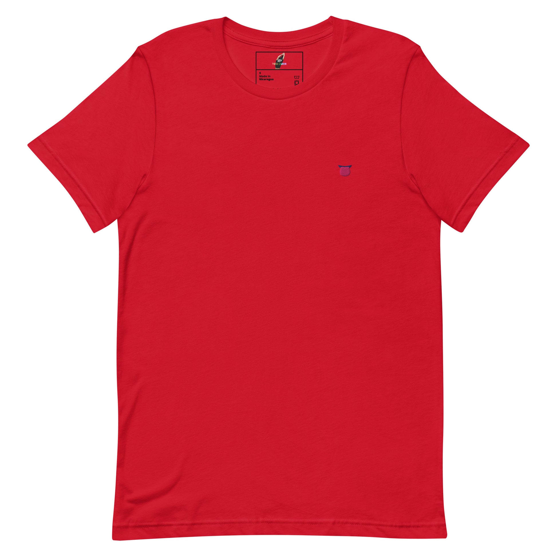 A bright pink short-sleeve crewneck t-shirt featuring a minimalist black line art graphic of the Bali temples and a sun, with the text 'Bali' and 'INDONESIA' printed below.