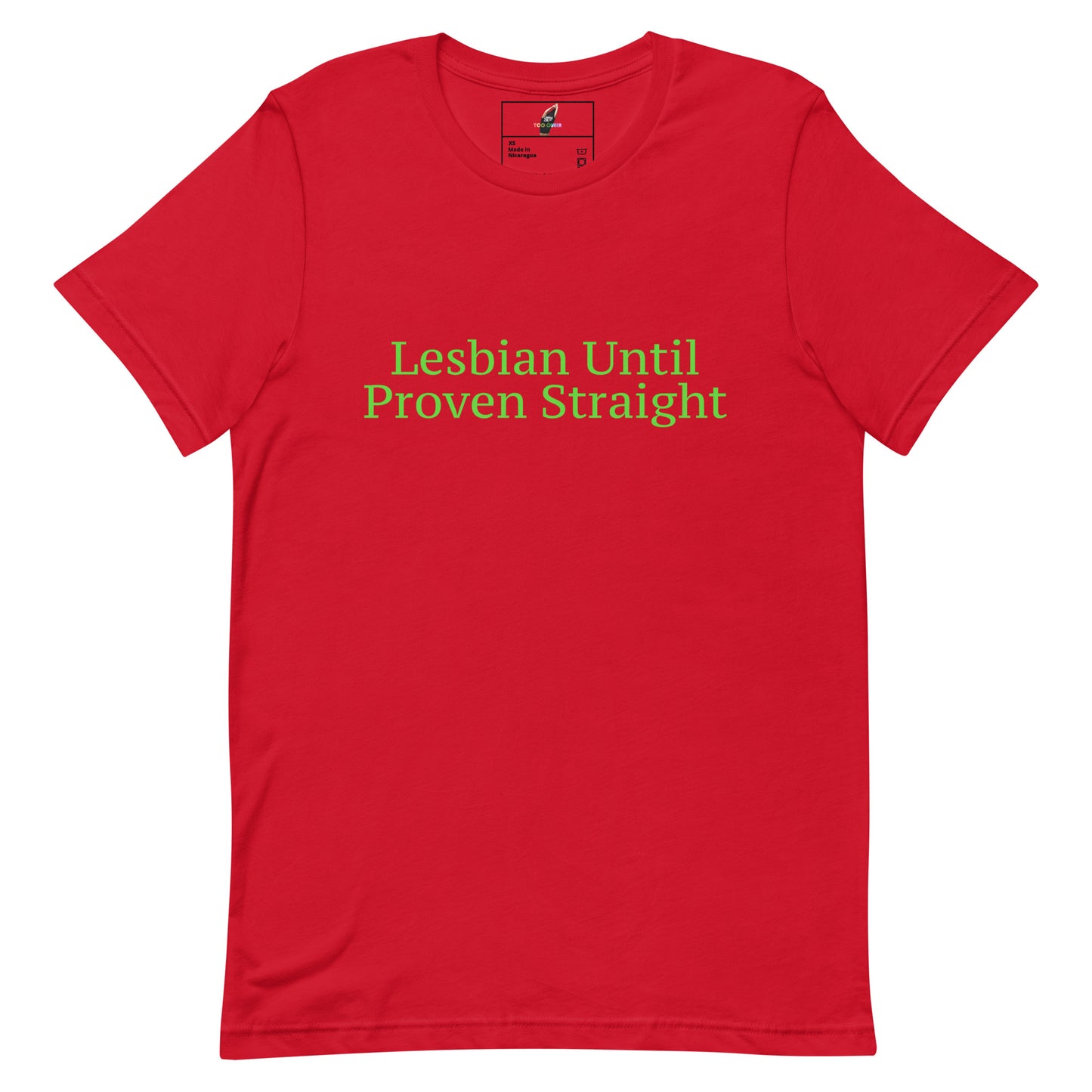 Red t-shirt with white text 'ain't doin' right' on a white background