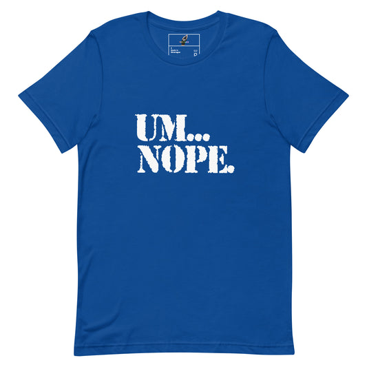 Blue t-shirt with a graphic of a sloth riding a unicorn and 'To the Disco' text on a white background