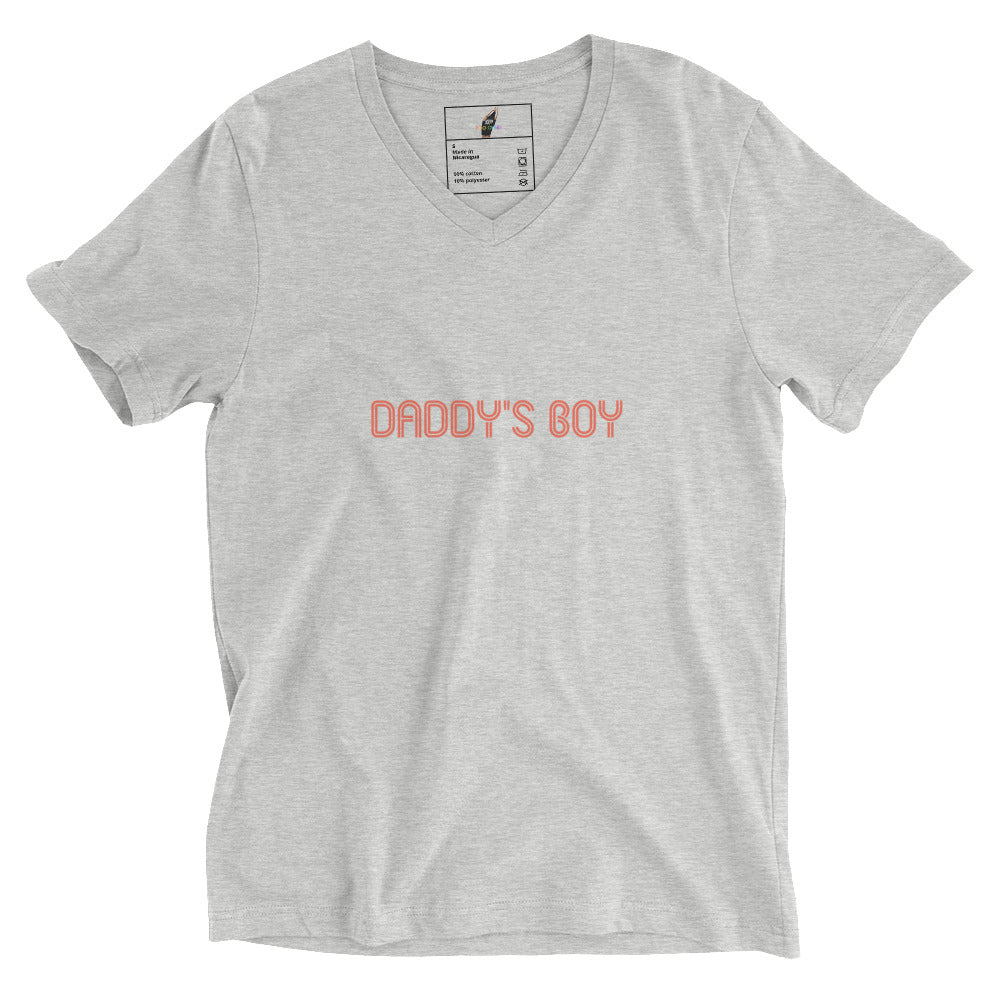 Daddy's Boy Unisex Short Sleeve V-Neck T-Shirt - Gray