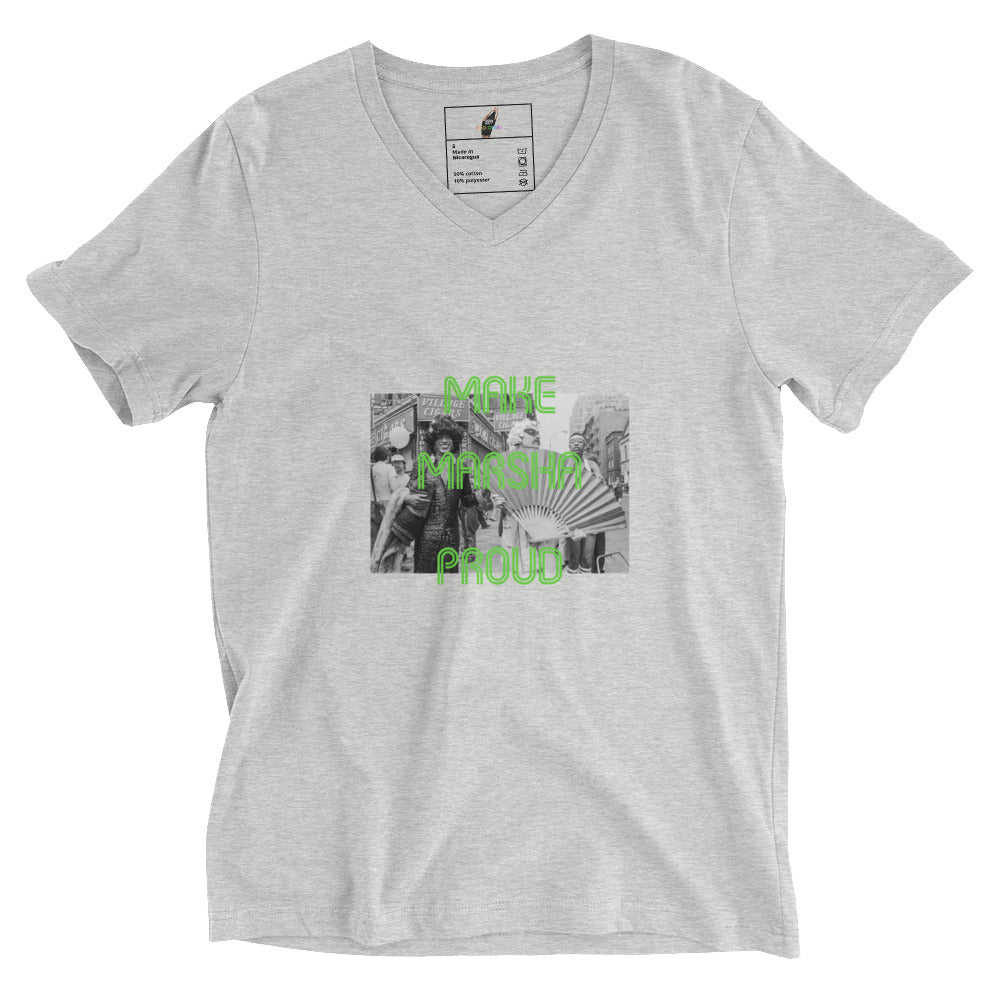 Make Marsha Proud Unisex Short Sleeve V-Neck T-Shirt 