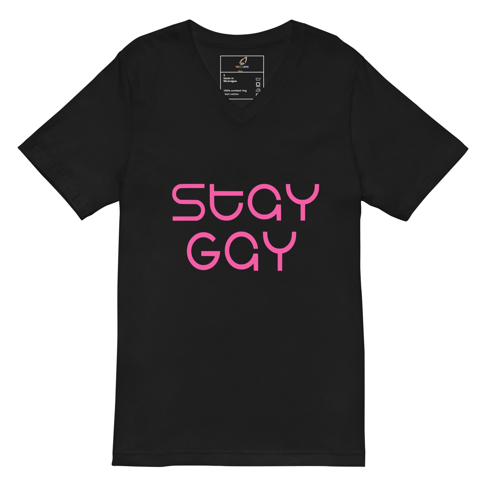 Dark gray t-shirt with a logo on a white background