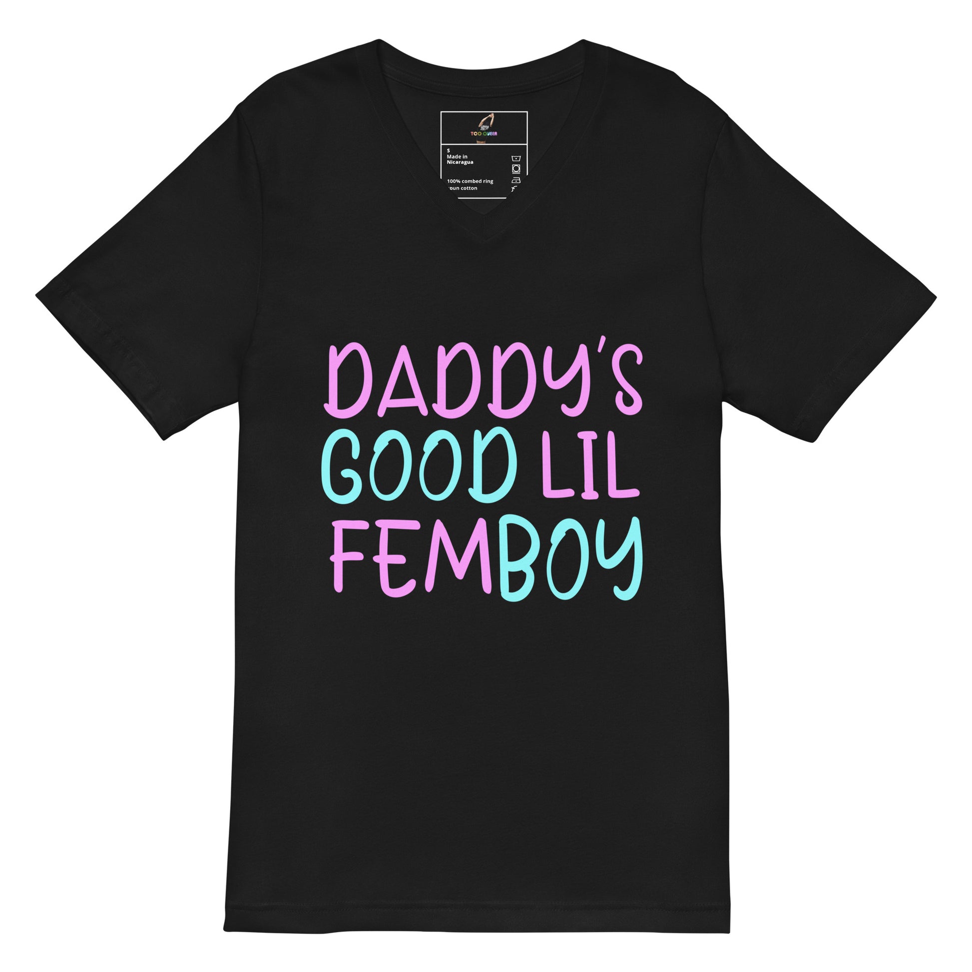 Daddy's Good Lil Femboy V-Neck T-Shirt - Black