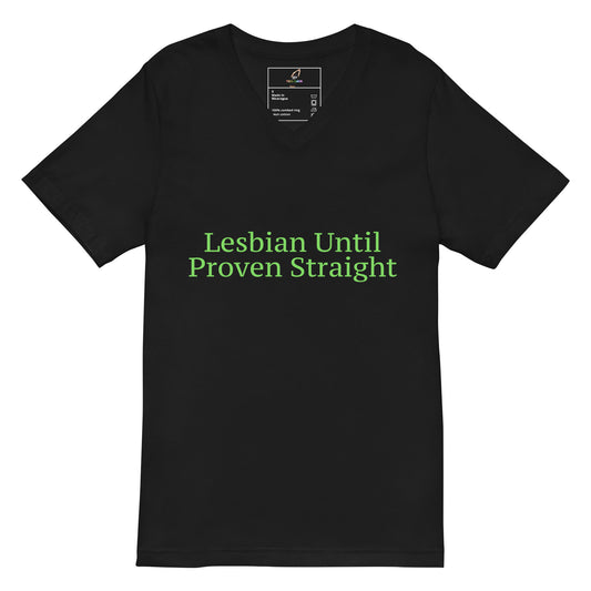 Black t-shirt with a logo on the chest against a white background
