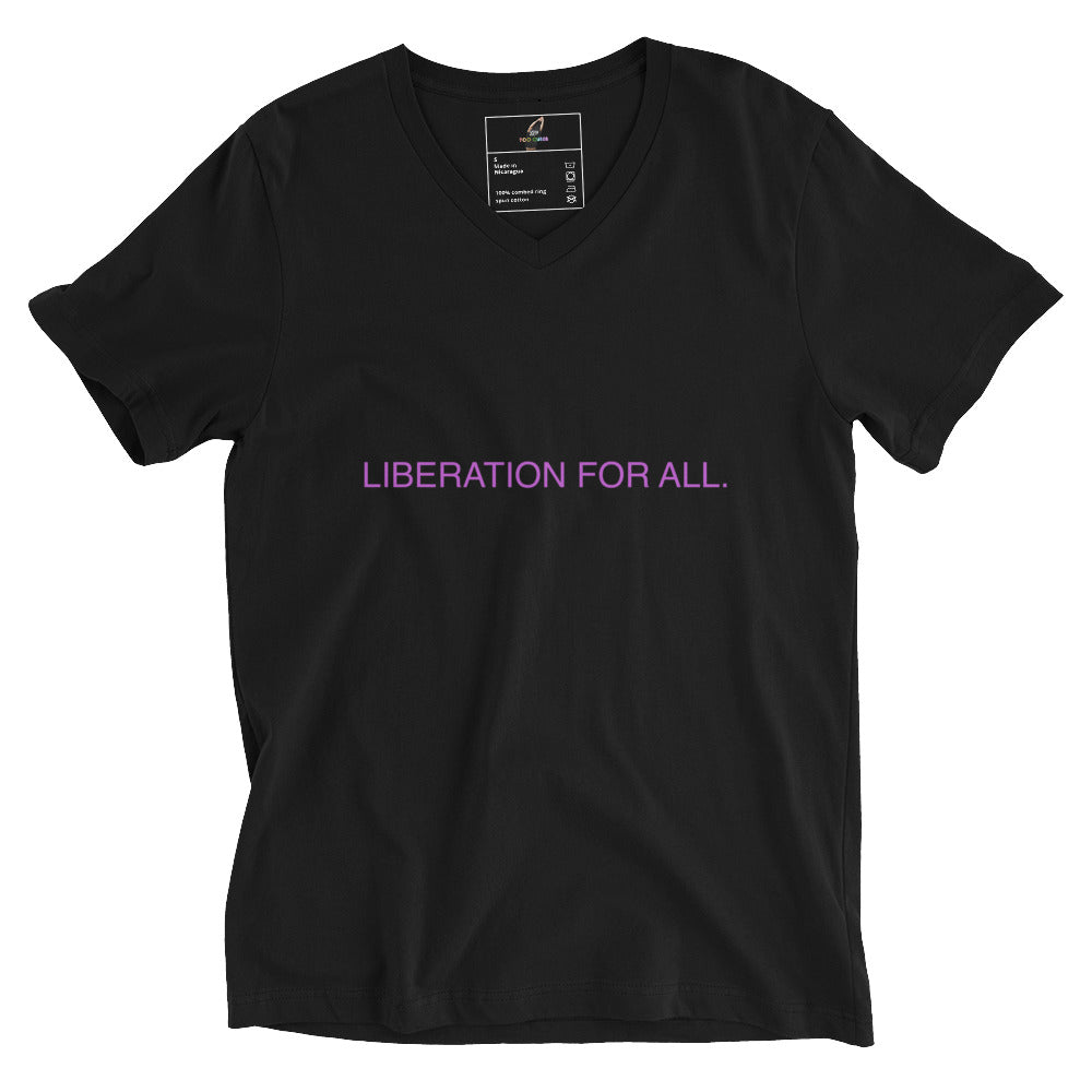 Liberation For All Short Sleeve V-Neck T-Shirt - Black