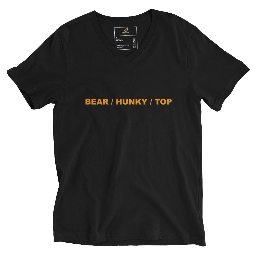 Bear / Hunky / Top Unisex Short Sleeve V-Neck T-Shirt - Black