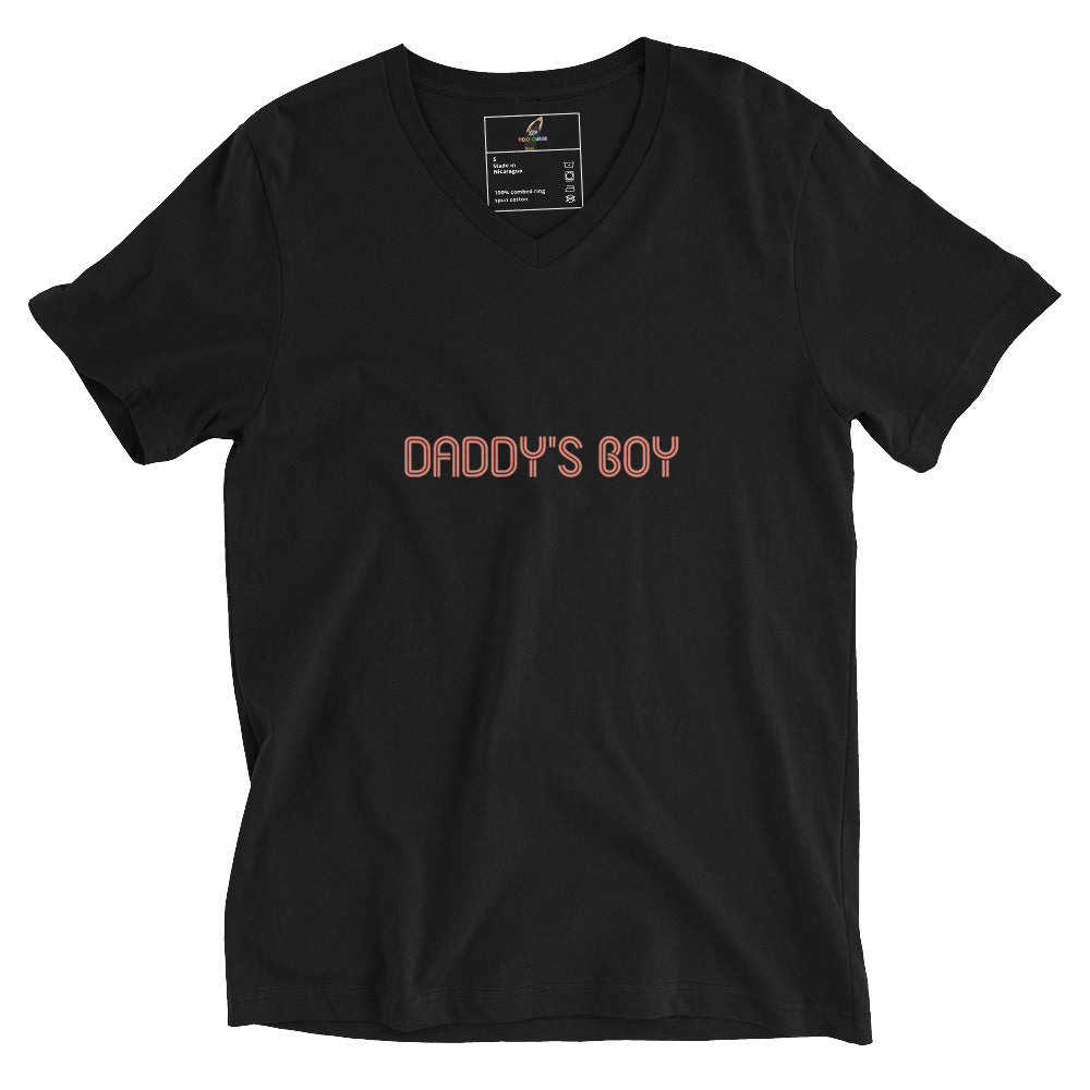 Daddy's Boy Unisex Short Sleeve V-Neck T-Shirt - Black